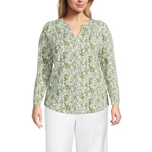 Lands' End Women's Long Sleeve Lightweight Jersey Notch Neck Tunic Top - 1 of 3
