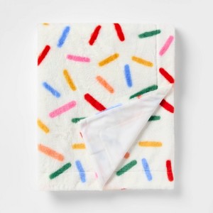 50"x60" Holiday Sprinkles Fuzzy Kids' Throw Blanket White - Pillowfort™ - 1 of 3