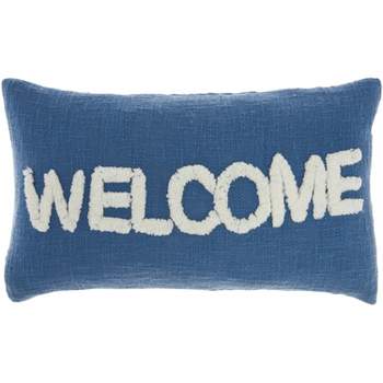 12"x21" Oversize  Life Styles 'Welcome' Tufted Lumbar Throw Pillow - Mina Victory
