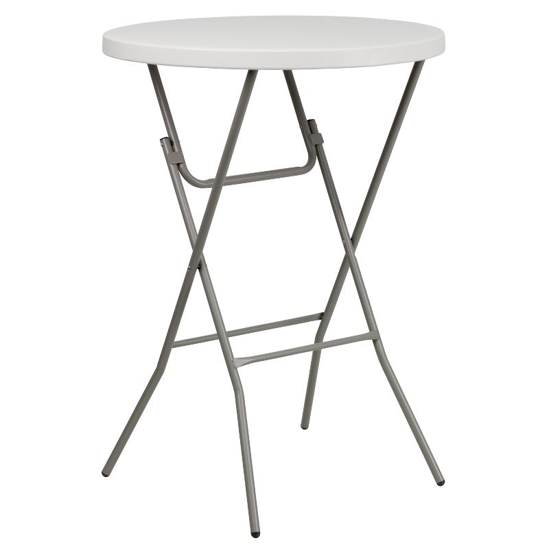 Flash Furniture 2.63-Foot Round Granite White Plastic Bar Height Folding Table, 1 of 10