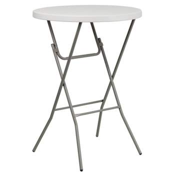 Emma and Oliver 2.63-Foot Round Granite White Plastic Bar Height Folding Event Table