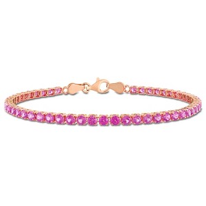 EVERLY JEWELRY | Rose Plated Sterling Silver 6 1/8 CT TGW Created Pink Sapphire Bracelet With Chain, 7.25-inch - 1 of 4