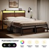 Hausource Vintage Bed Frame with Storage LED Headboard, No Box Spring Needed - 4 of 4