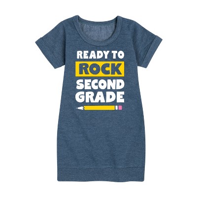 - Instant Message - Ready To Rock Second Grade Graphic Short Sleeve Fleece Dress