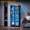 Fredees 65" Display Cabinet with Lights, 5-Tier Curio Bookcase with Adjustable Shelves & Human Sensor for Living Room,Black - 4 of 4