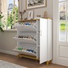 FUFU&GAGA White Shoe Storage Cabinet with Foldable Compartments and Drawer - image 2 of 4