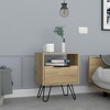 NicBex Nightstand with Open Storage Shelf Wooden Storage Drawer Cabinet with Door and Hairpin Legs for Bedroom,Living Room - 2 of 4