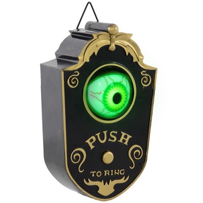 HOMCOM Halloween Decoration, Doorbell w/ Realistic Light-up Eyeball, Sound Activated, Animated Prop for Haunted House