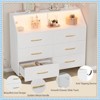 Jojoka Modern 6 Drawer Dresser with LED Lights & Charging Station, White Wood Storage Cabinet for Bedroom, Closet, Entryway - 3 of 4