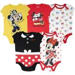 Disney Minnie Mouse Mickey Donald Duck Baby Girls 5 Pack Bodysuits Newborn to Infant