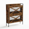 PDTEND Rustic Brown Freestanding Shoe Cabinet with 2 Flip Drawers and Metal Legs, 31.5''W x 8.5''D x 39.5''H - 2 of 4