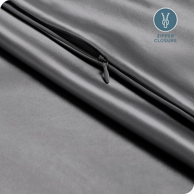 Gray Satin Zippered Body Pillowcase for Hair and Skin