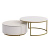 PAGED Round Nesting Coffee Table, Modern Side Table with Storage Drawer and MDF Tabletop, Center Table for Living Room, Bedroom - 4 of 4