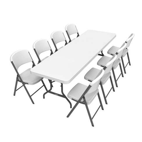 Folding Table With 8 Chairs White Lifetime