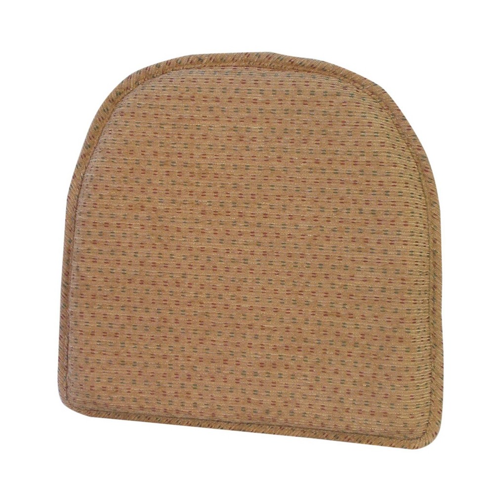 Gripper Raindrops Delightfill Chair Cushion Set of 2 - Natural: Indoor Kitchen Seat Cushions, Solid Tan, Polyester, 14"x14.5"