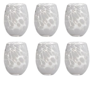 TAG 16 oz. Confetti Glass Stemless Drinkware White Dishwasher Safe Beverage Glassware Set of 6 - 1 of 3