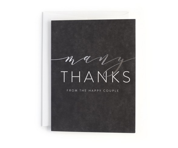 20ct "Many Thanks" Print Cards Black - Minted