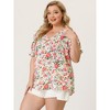 Agnes Orinda Women's Plus Size V Neck Ruffle Sleeve Floral Summer Casual Blouses - 4 of 4