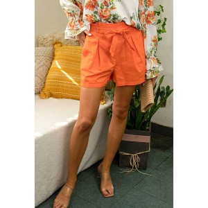 Women's TIE WAIST PIN-TUCK DETAIL SHORTS - Vine & Love - 1 of 2