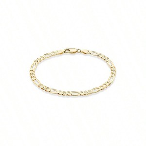 Sterling Silver 5mm Diamond - Cut Figaro Chain Bracelet for Women - 1 of 4