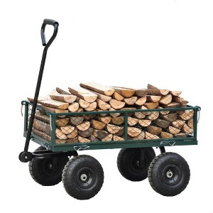 Steel Garden Cart Heavy Duty 550 Lbs Capacity With Removable Mesh Sides Utility Metal Wagon With 180° Rotating Handle Perfect For Garden - 1 of 4