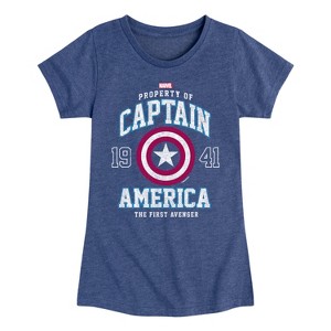 Girls' - Marvel - Captain America Property Fitted Short Sleeve Graphic T-Shirt - 1 of 4