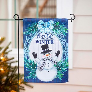 Evergreen Garden Flag Winter Snowman Suede Double Sided Indoor Outdoor Decor 18" x 12.5" - 1 of 2