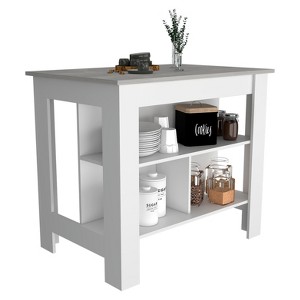 Depot E-Shop Kitchen Island, kitchen table 35" H, Four Legs, Three Open Storage Shelves - 1 of 4
