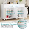 Rattan Sideboard Buffet Cabinet - with 4 Doors and 2 Drawers, Console Table Coffee Bar With Power Outlet, Adjustable Shelves for Kitchen, Dining Room - 3 of 4