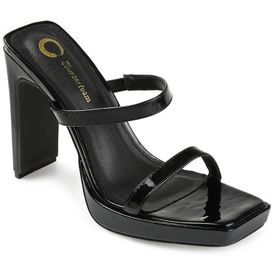 Journee Collection Womens Naivee Tru Comfort Foam Open Square Toe Platform Heel Sandals Black 9.5