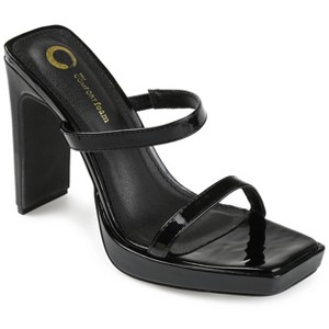 Journee Collection Womens Naivee Tru Comfort Foam Open Square Toe Platform Heel Sandals Black 9.5 - 1 of 4