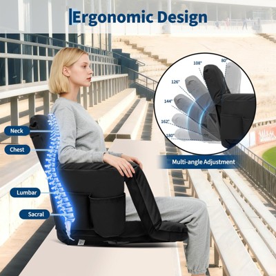 2Pcs Stadium Seats, 20in Cozy Bleachers Seat with Anti-Slip Mat & Large Pockets & Cup Holders, Portable Stadium Chair for Outdoor
=
