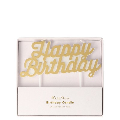 Meri Meri Gold Happy Birthday Candle (Pack of 1)
