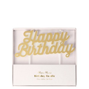 Meri Meri Gold Happy Birthday Candle (Pack of 1) - 1 of 1