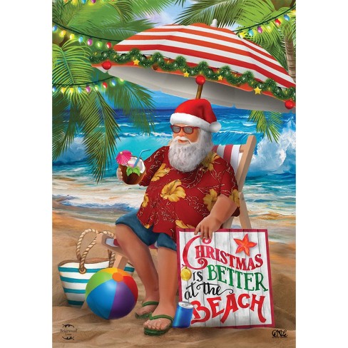 Beach Time Santa Christmas House Flag Nautical Tropical 28