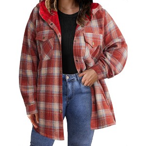 Zeagoo Women Flannel Plaid Shacket Jacket Long Sleeve Button Down ...