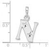 Black Bow Jewelry Sterling Silver, Sabrina Collection, D/C Block Initial  N Pendant - 3 of 4