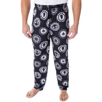 Seven Times Six Magic The Gathering Men's Mana Color Logo Symbols Sleep Lounge Pajama Pants Black