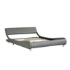 DOMETOUR Faux Leather Upholstered Platform Bed Frame, Curve Design, Wood Slat Support, No Box Spring Needed, Easy Assemble, Queen Size, Gray - 3 of 4