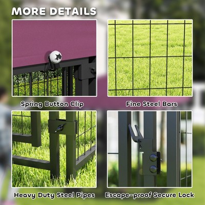 Large Red Welded Wire Outdoor Dog Kennel with Roof