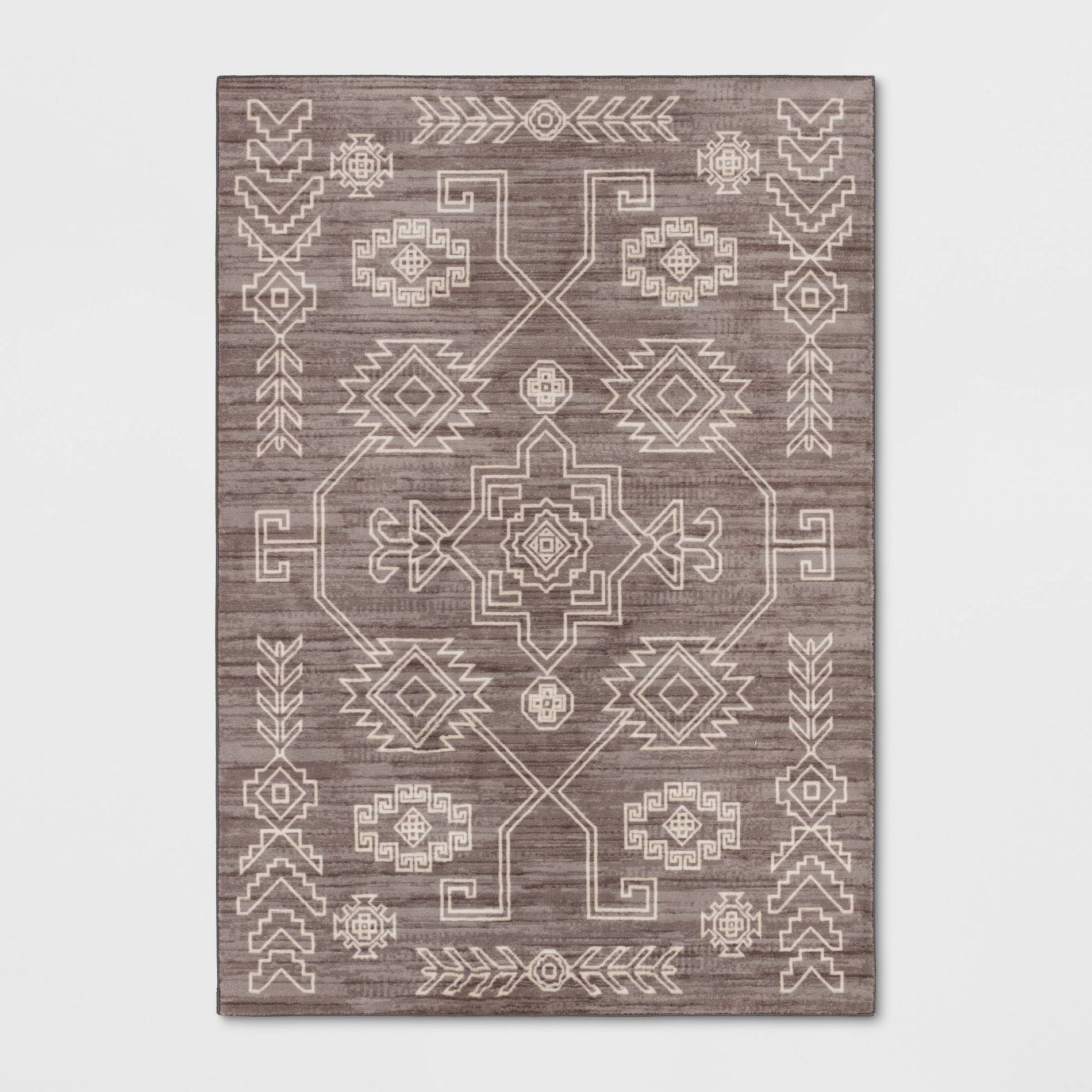 7'x10' Washable Global Persian Style Area Rug Gray - Threshold™: Traditional Geometric Tufted Medium Pile, Skid-Resistant