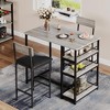 Dining Table Set for 2, Kitchen Table and Upholstered Chairs for 2, 3 Piece Counter Height Bar Table Set - 2 of 4