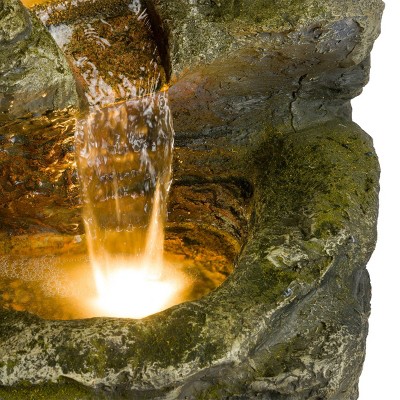 Alpine Cascading Rock Fountain with LED Light, 51" Tall
