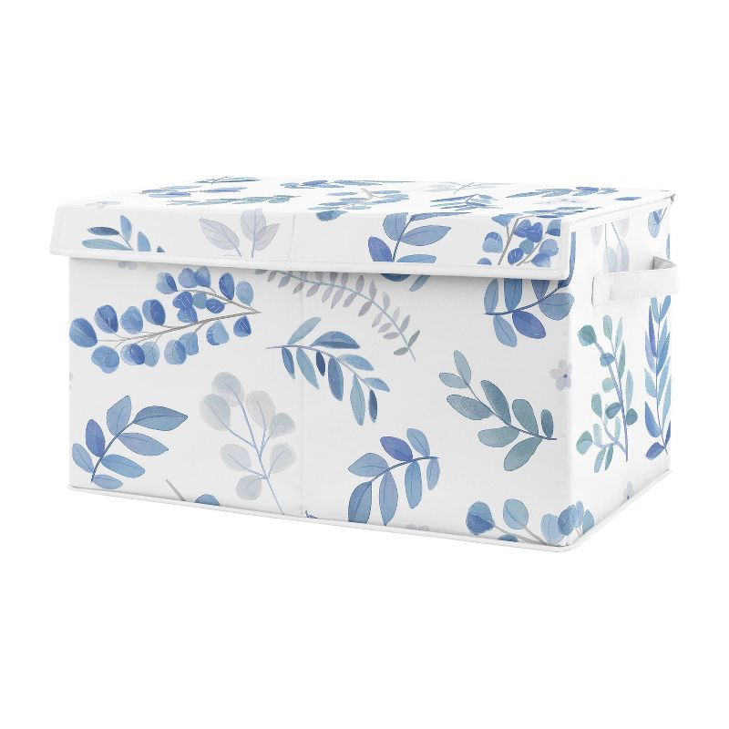 Botanical Leaf Kids&#39; Fabric Storage Toy Bin Blue and White - Sweet Jojo Designs, 1 of 5
