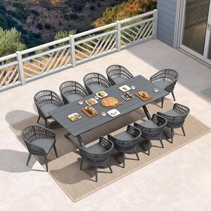 PURPLE LEAF Outdoor Dining Set All-Weather PE Rattan Patio Furniture Set with All Aluminum Frame Table and Chairs Set for Lawn Backyard Deck - 1 of 4