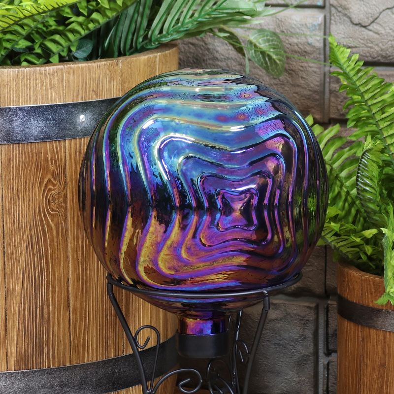 Sunnydaze Rippled Texture Indoor/Outdoor Gazing Globe Glass Garden Ball - 10" Diameter, 2 of 8