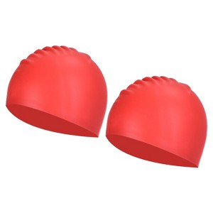 Unique Bargains Silicone Waterproof Non-Slip Adult Swimming Caps 2 Pcs - 1 of 4