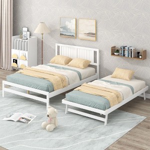 PAGED Twin Size Daybed Modern Pine Bed Frame with 2 Storage Drawers and Bedside Guardrail for Bedroom and Living Room - 1 of 4