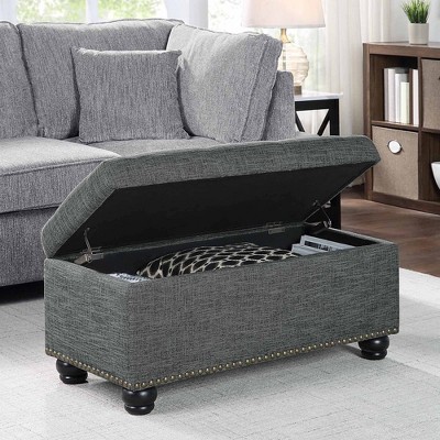 Breighton Home Designs4Comfort 7th Avenue Storage Ottoman Light Charcoal Gray Fabric