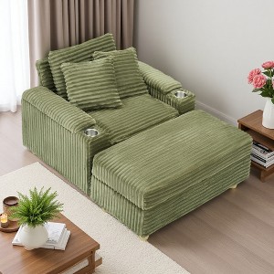 57" Corduroy Single Sofa Chair with Ottoman, Pillow and Storage - 1 of 4